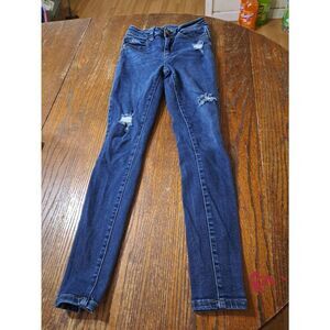 Jr Size 7 YMI Distressed Denim Blue Jean Jeggings Skinny Jeans Tight Pants